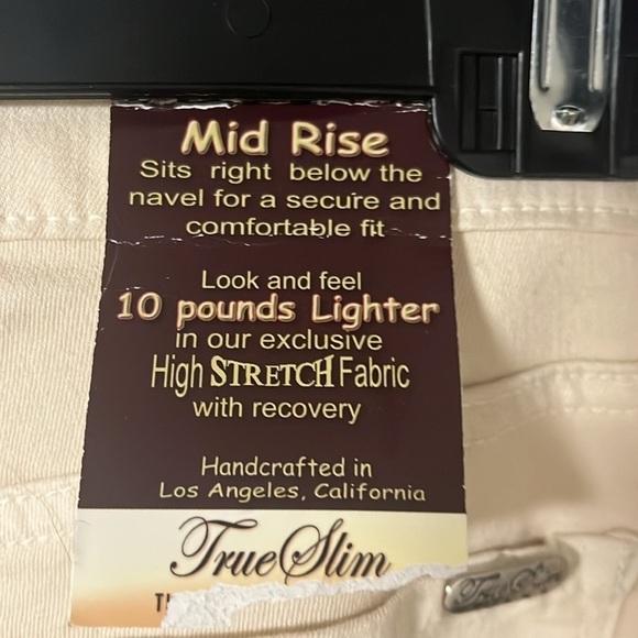 Size 12 NWT ivory jeggings belted waist zipper fly by true slim women’s pants - Picture 7 of 7